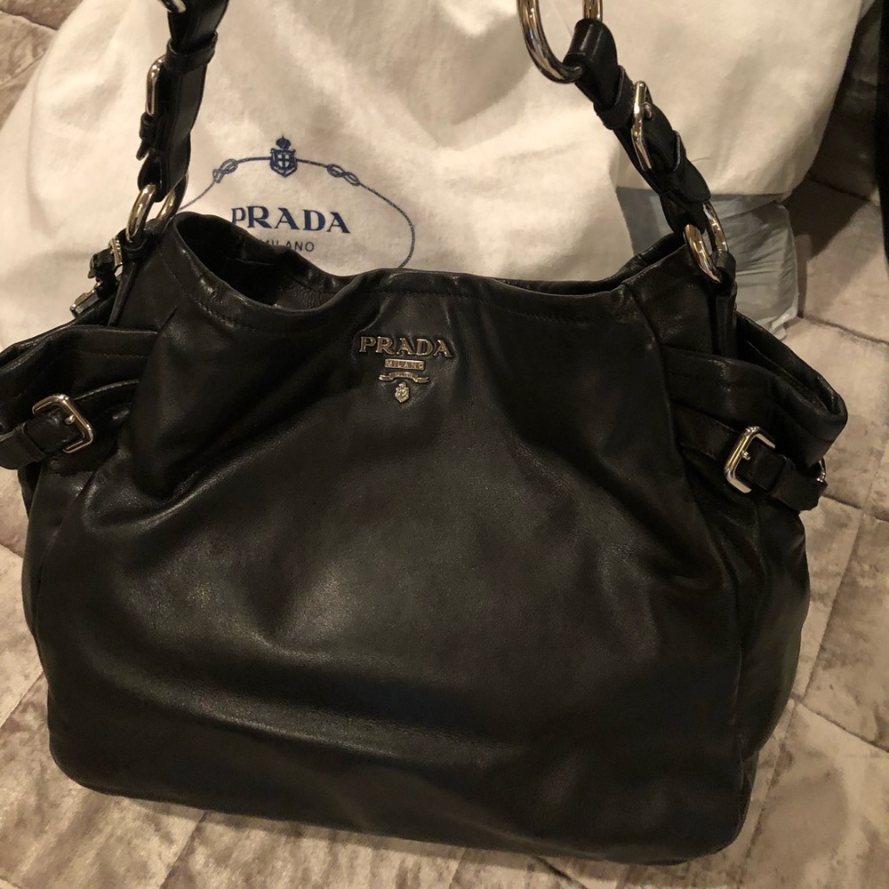 Beautiful Black Leather Prada Handbag!